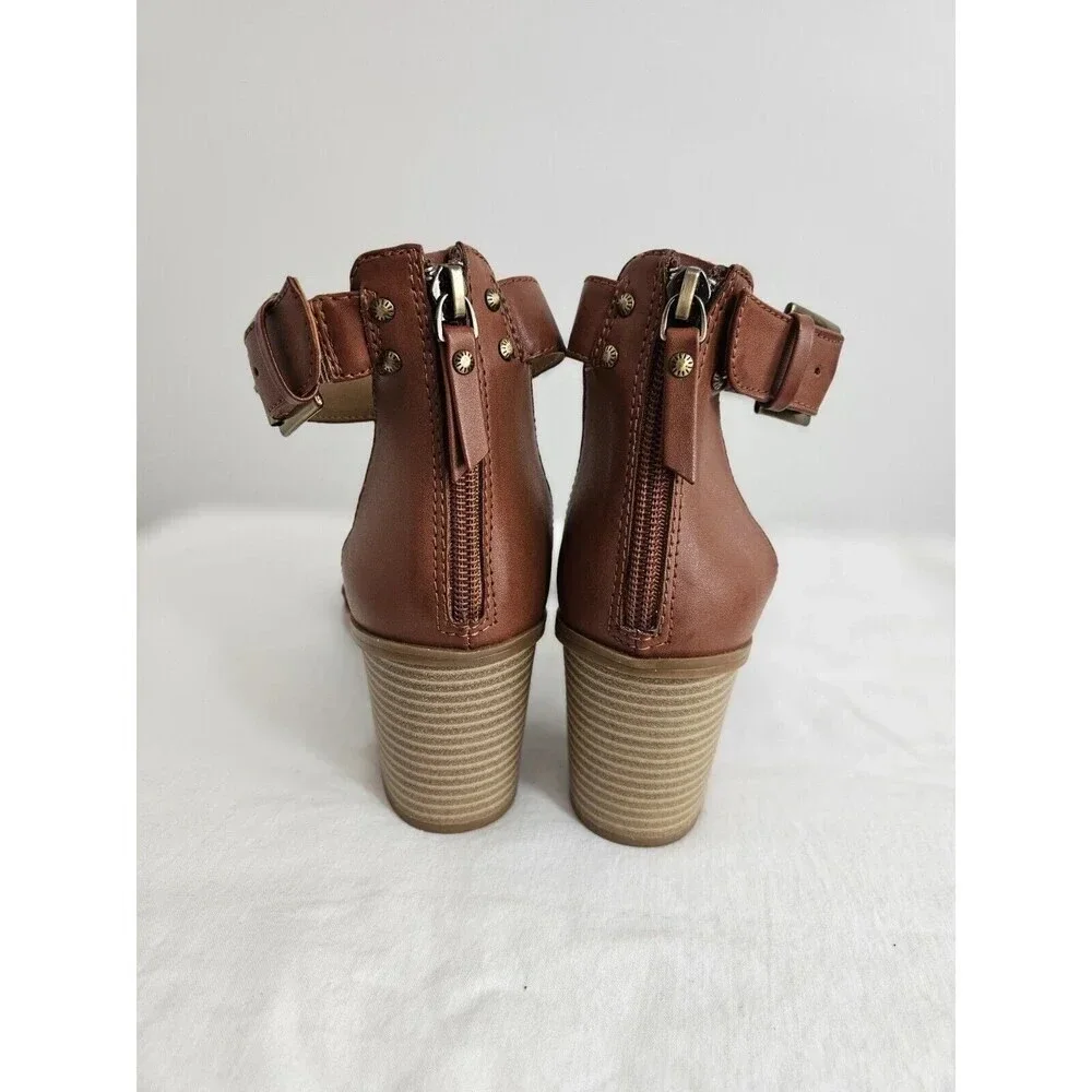 BASS Perri Sandals Womens Size 9M Brown Chunky Heel Ankle Strap Braided - Picture 3 of 11
